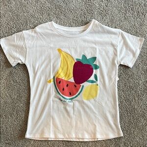 GAP White and Yellow Short Sleeve Tee with Fruit Graphic